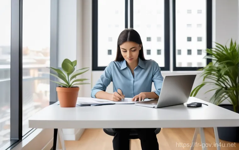 공무원 생활에서의 시간 관리 사례 - **Prompt: Focused Public Servant Utilizing Productivity Techniques**
    "A professional individual,...