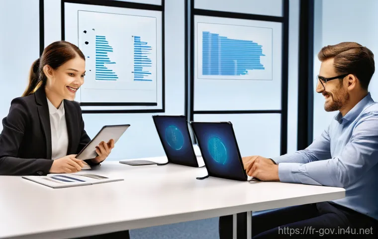 공무원 생활에서 얻는 자기계발 기회 - **Prompt: "An inspiring scene of professional networking and collaboration in a contemporary public ...