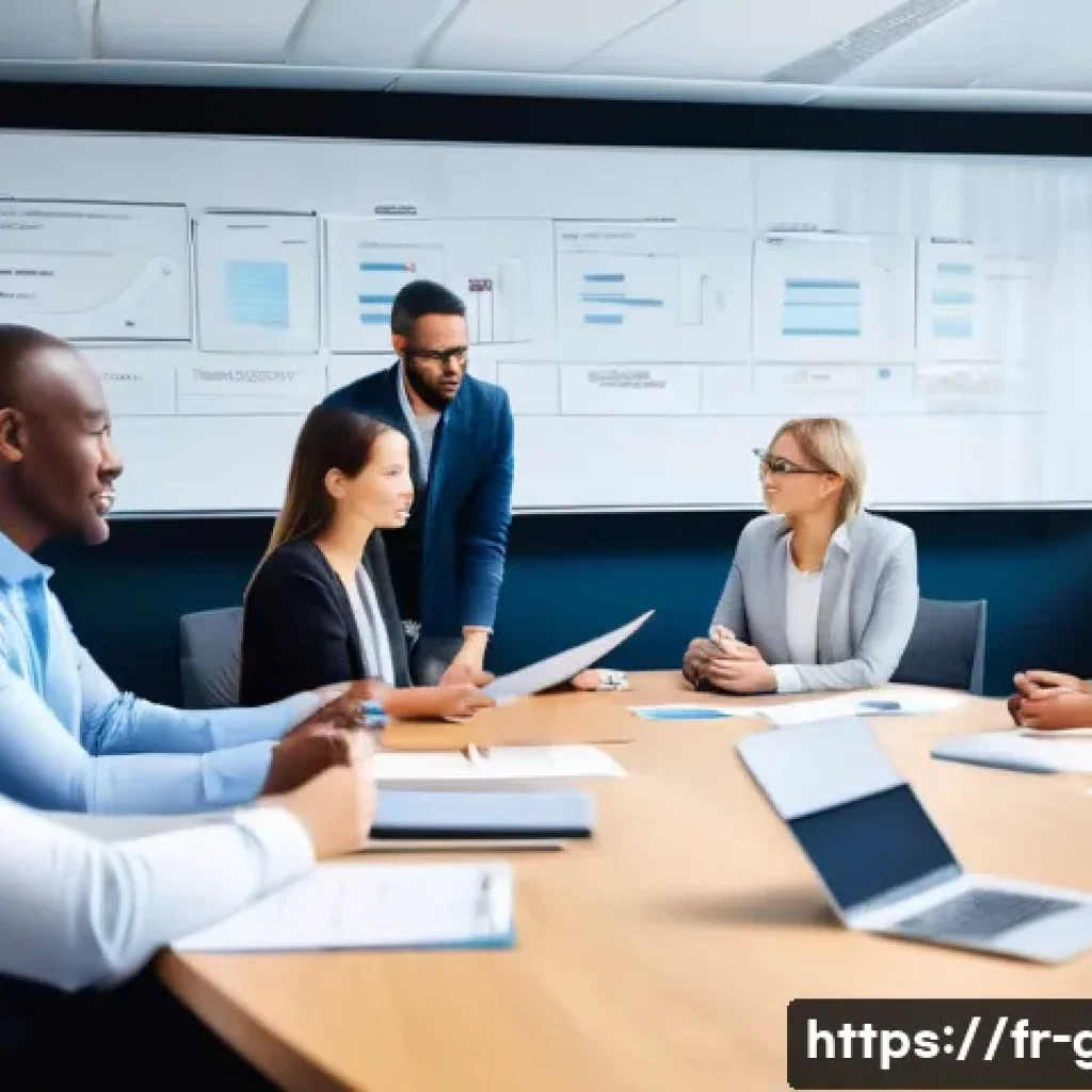 공무원 조직 내 협력 사례와 성공 요인 - A diverse group of public sector employees in a modern office setting, engaged in a collaborative me...