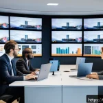 공무원 직무와 관련된 최신 기술 트렌드 - A modern French public administration office featuring a diverse group of civil servants collaborati...
