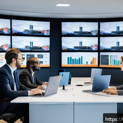 공무원 직무와 관련된 최신 기술 트렌드 - A modern French public administration office featuring a diverse group of civil servants collaborati...